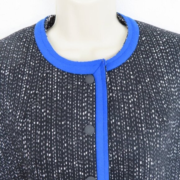 Rag & Bone Womens 6 Black Blue Wool Tweed Jacket Accent Snap Closure Zip Pockets - Picture 2 of 11